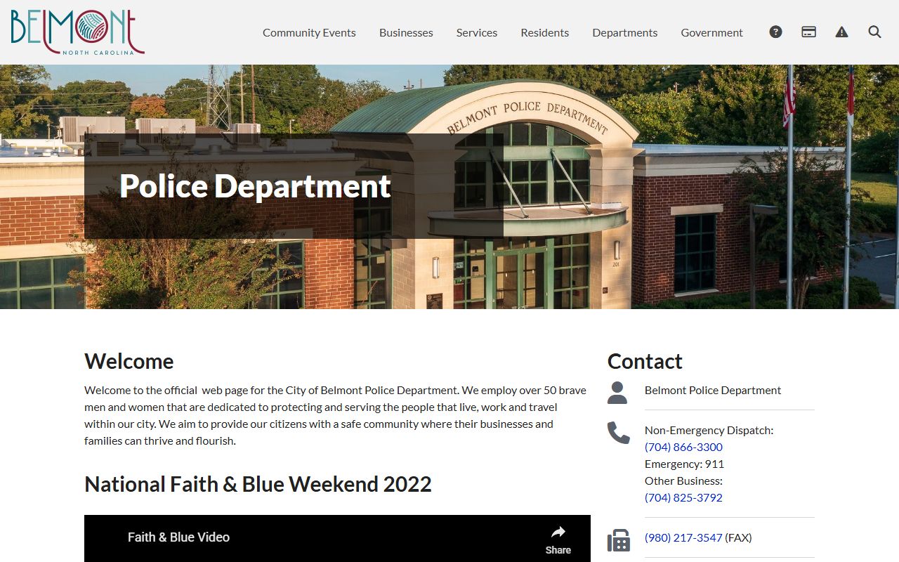 Belmont phone directory police department contacts