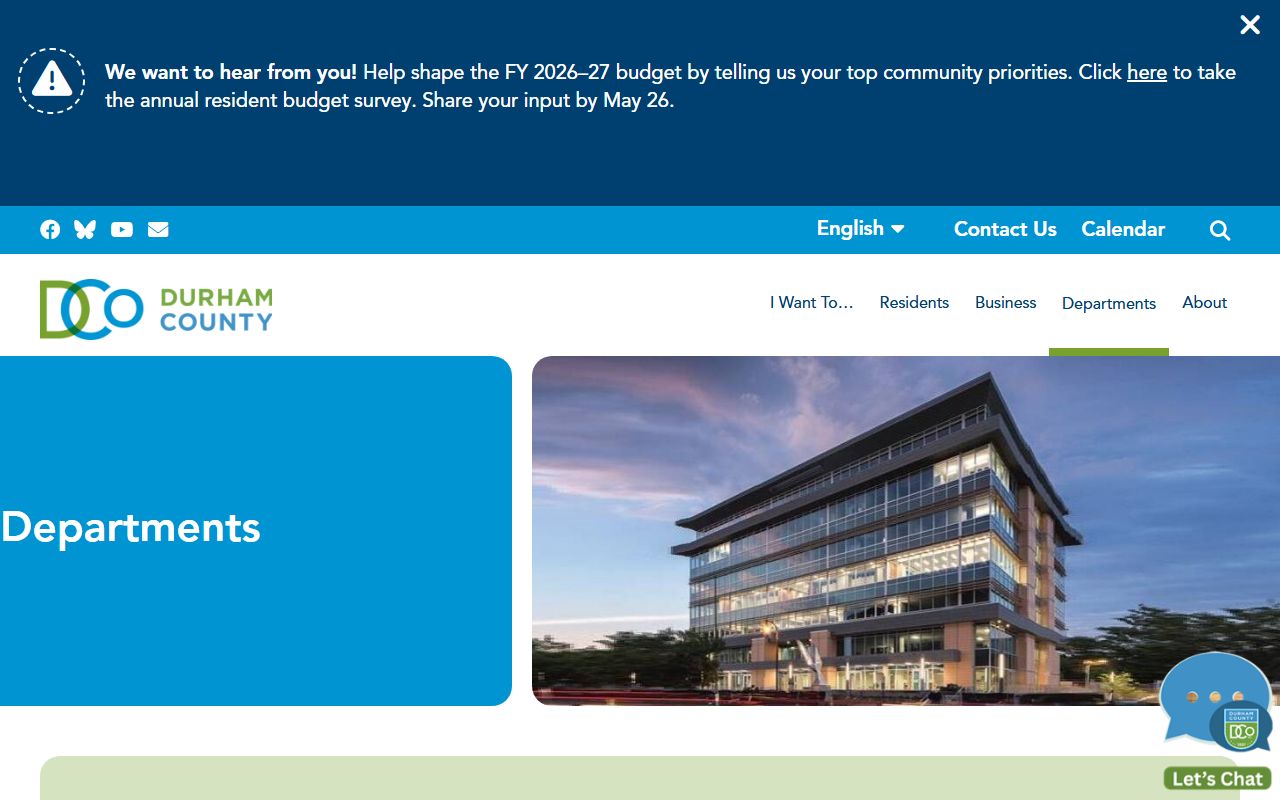 Durham County phone directory departments listing