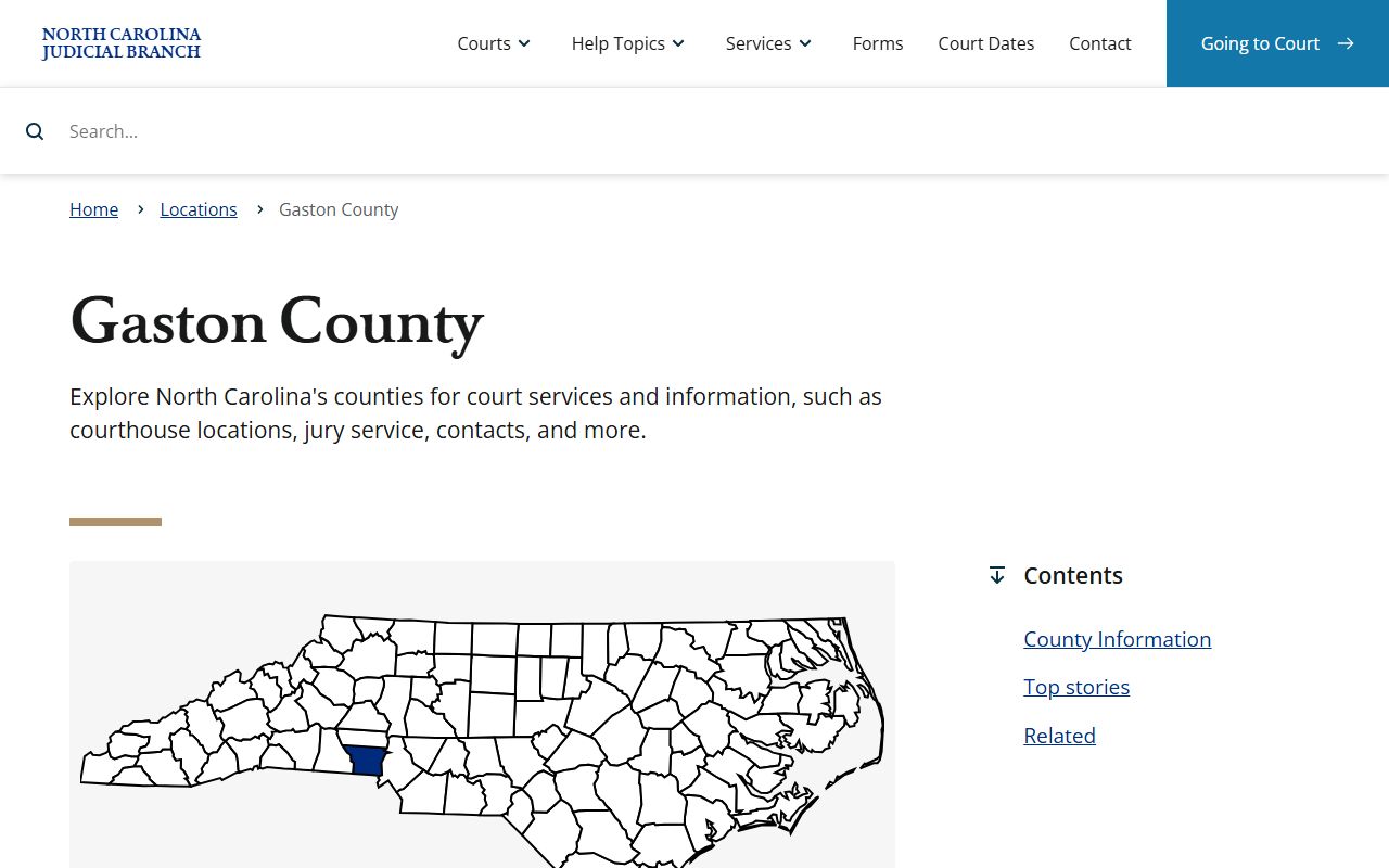 Gaston County phone directory court and records page