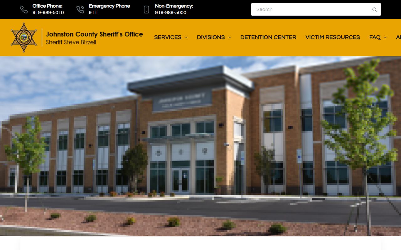 Johnston County phone directory sheriff office page