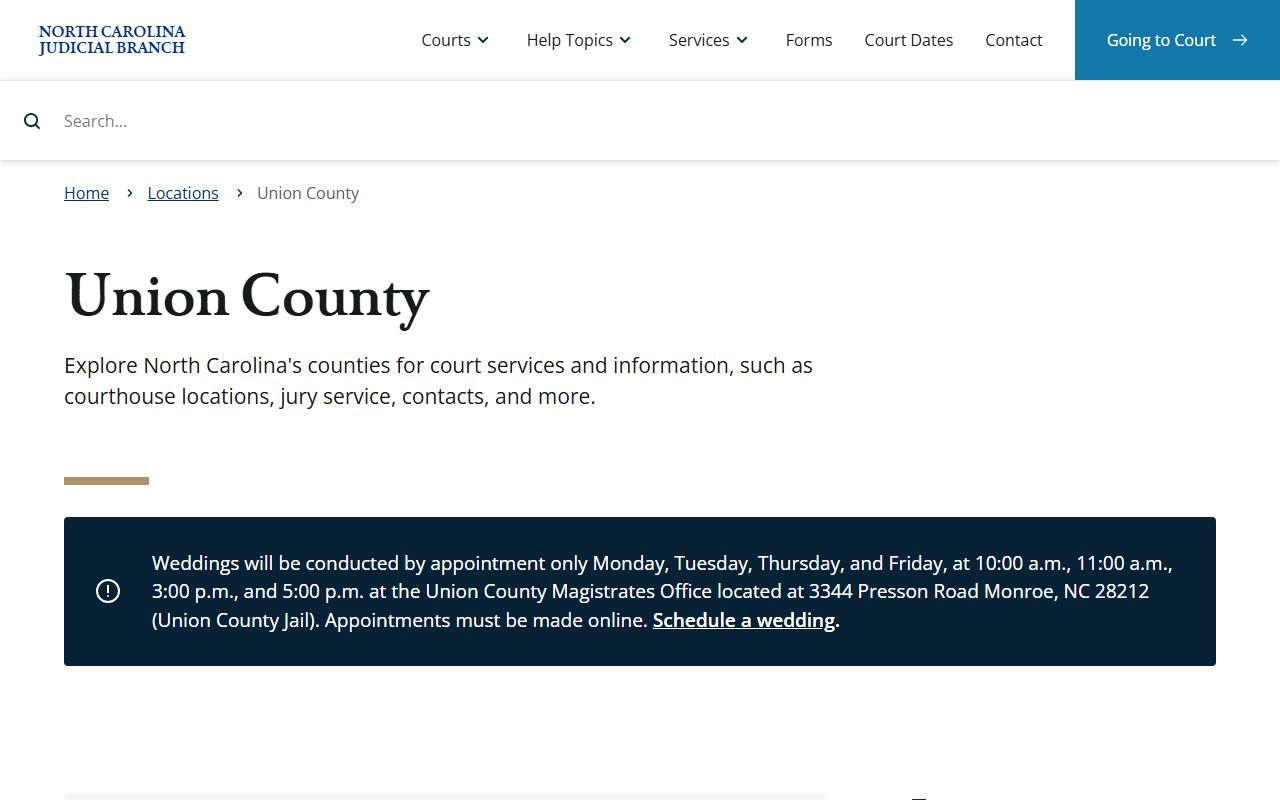 Union County phone directory clerk of court page