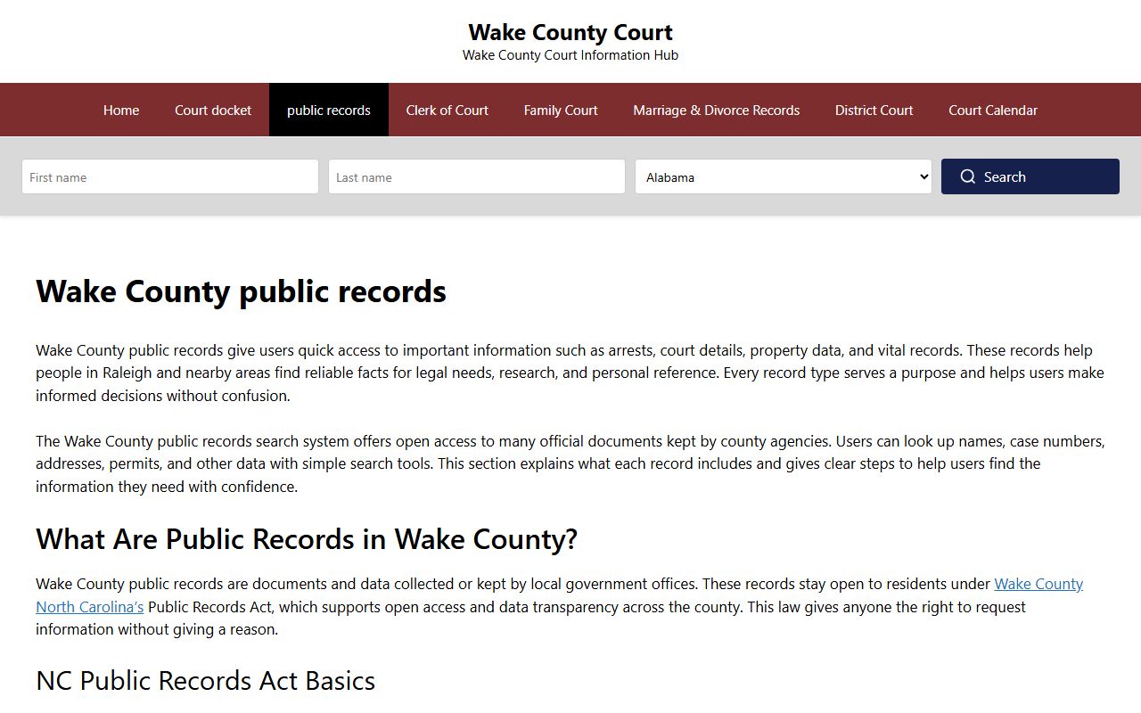 Wake County public records phone directory