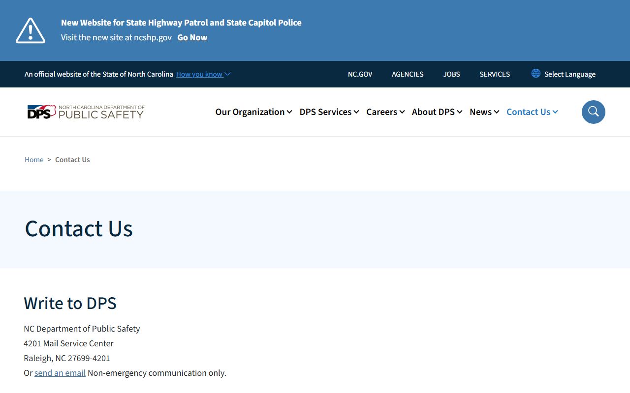 North Carolina Department of Public Safety phone directory